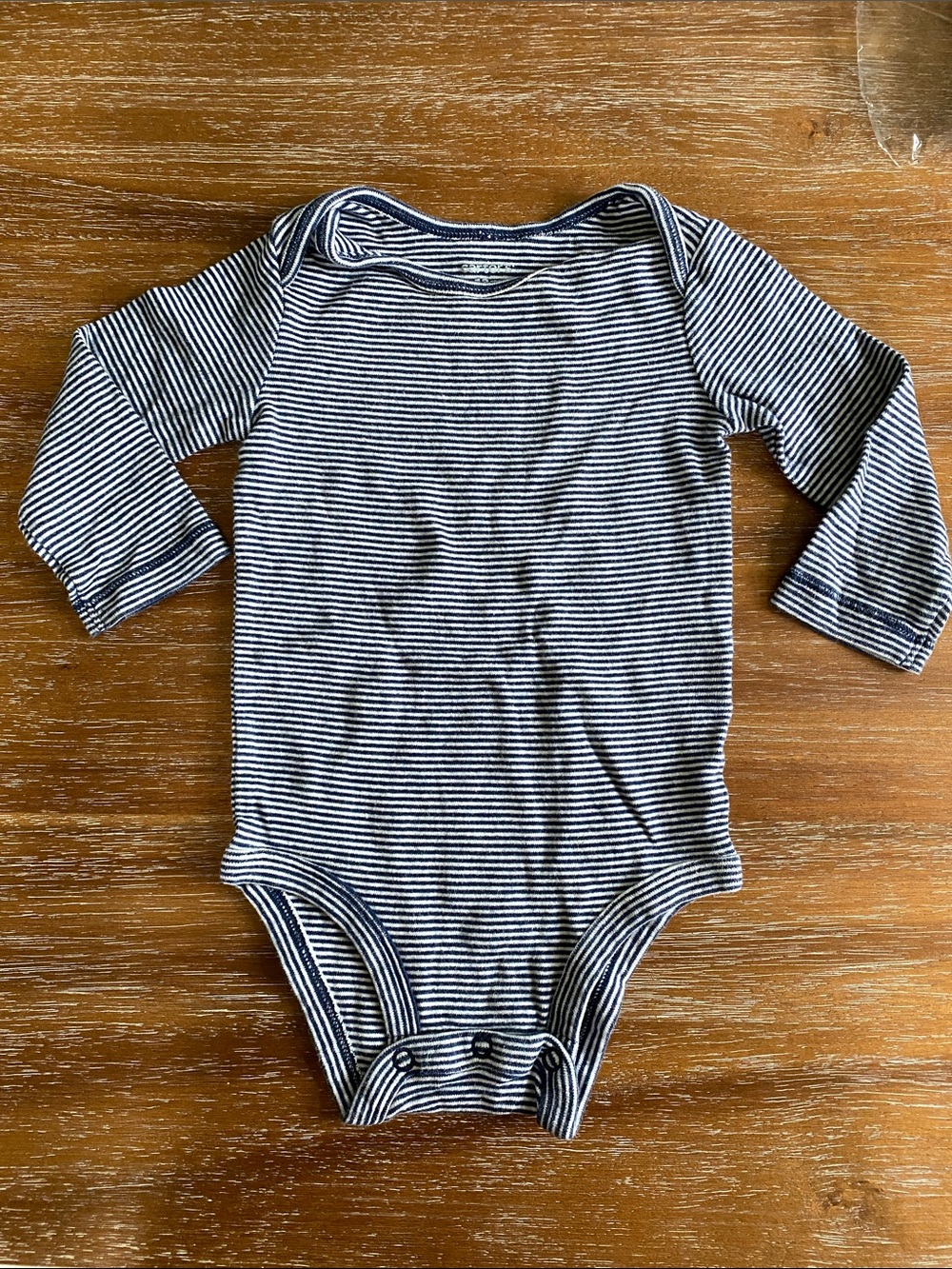 Carter's 12 Month Navy & White Striped Long-Sleeve Baby Bodysuit